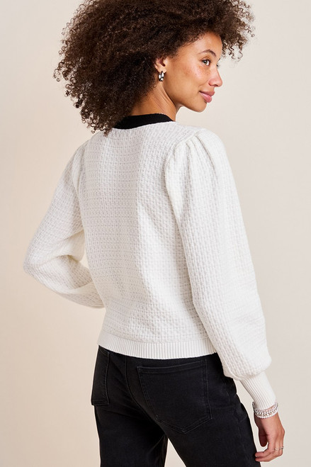 Leah Contrast Bow Cardigan