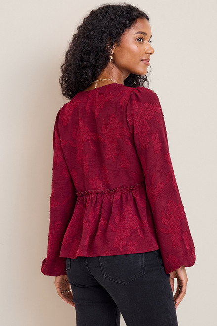 Francesca's Erica Bow Front Jacquard Blouse | Pacific City