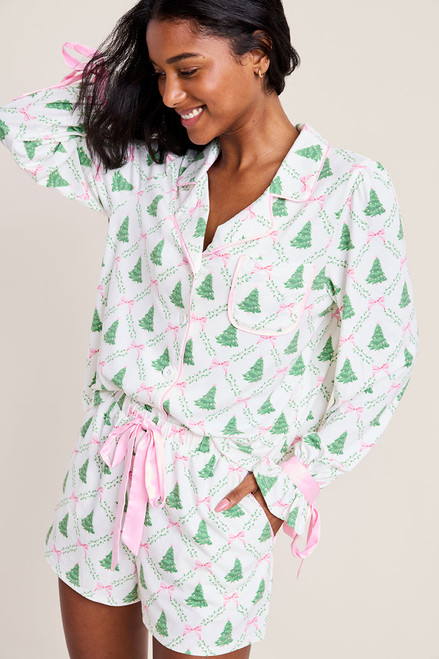 Holly Christmas Tree Pajama Shorts