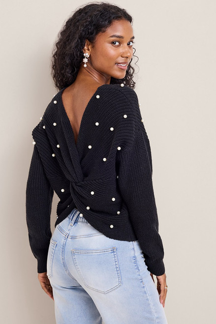Wendy Knot Back Pearl Embellished Sweater