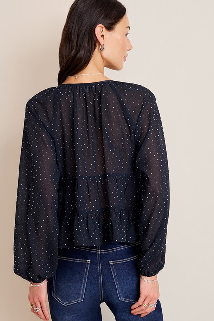 Laurie Tie Front Tiered Blouse