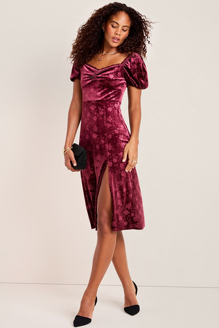 Elisa Floral Velvet Midi Dress