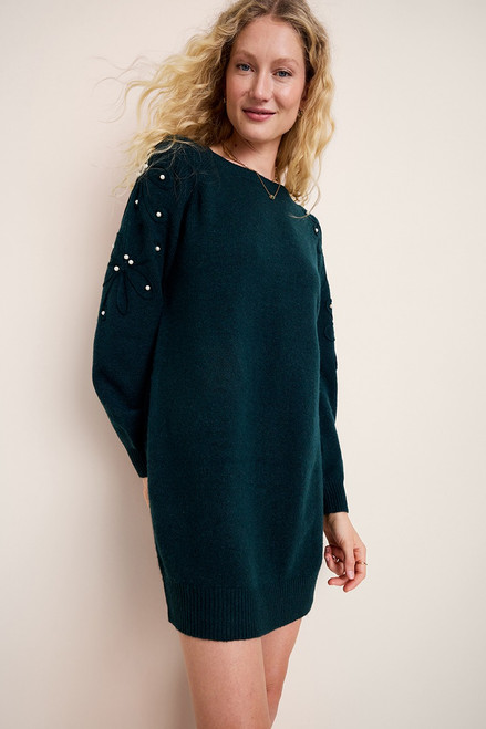 Kelly Pearl Embellished Sweater Dress