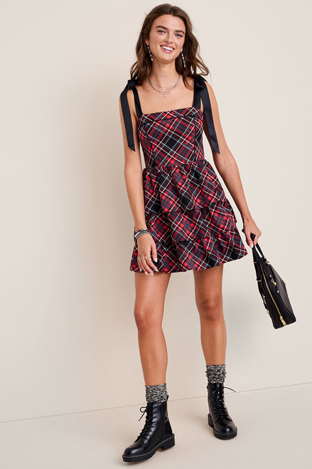 Charlotte Plaid Tiered Mini Dress