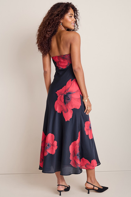 Julia Strapless Floral Satin Maxi Dress