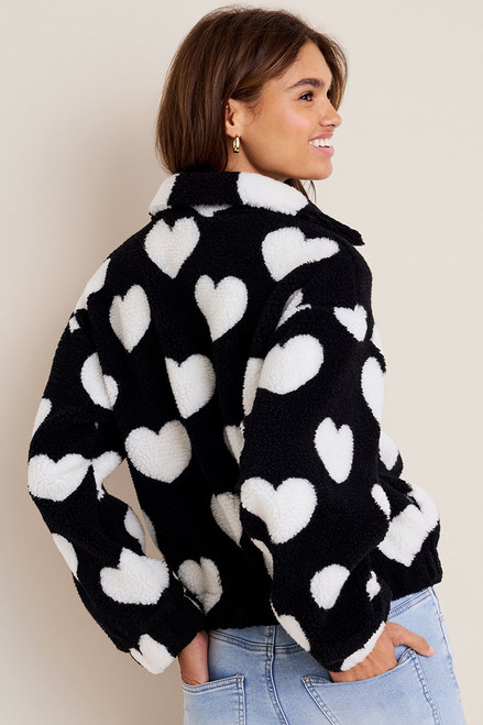 Gwen Heart Quarter Zip Sherpa Pullover