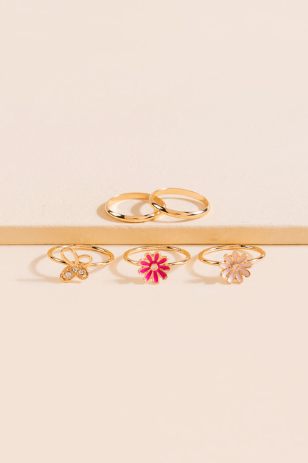 Olga Butterfly Flower Ring Set