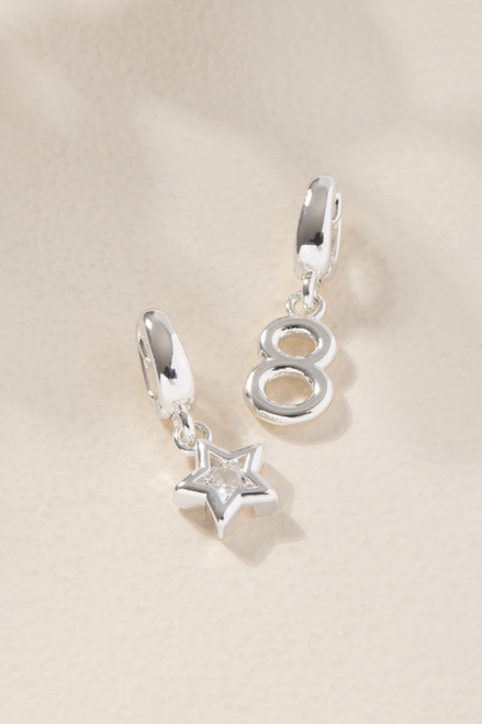 Star and Number Charm Set Silver