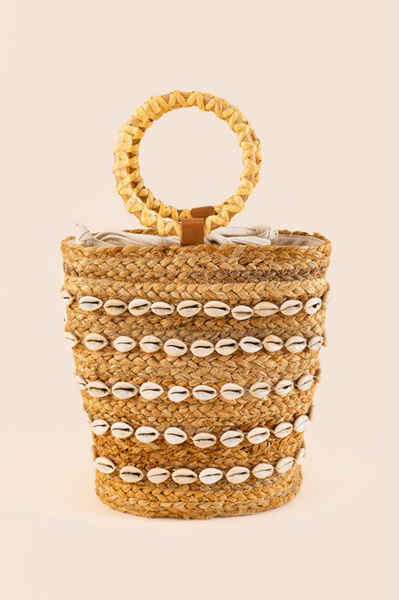 Jennifer Shell Straw Clutch