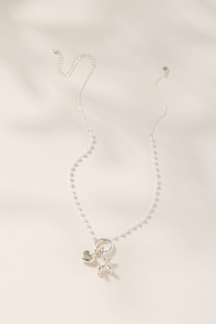 Pearl Cluster Charm Necklace Base Silver