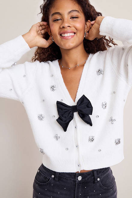 Emery Embellished Bow Cardigan