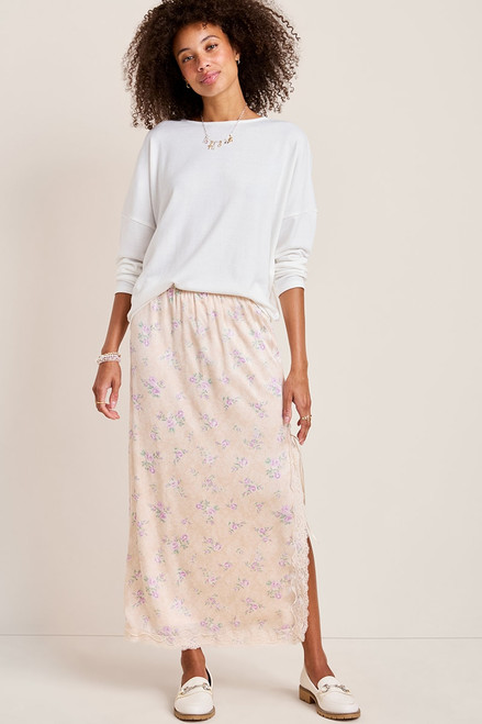 Abby Floral Satin Midi Skirt