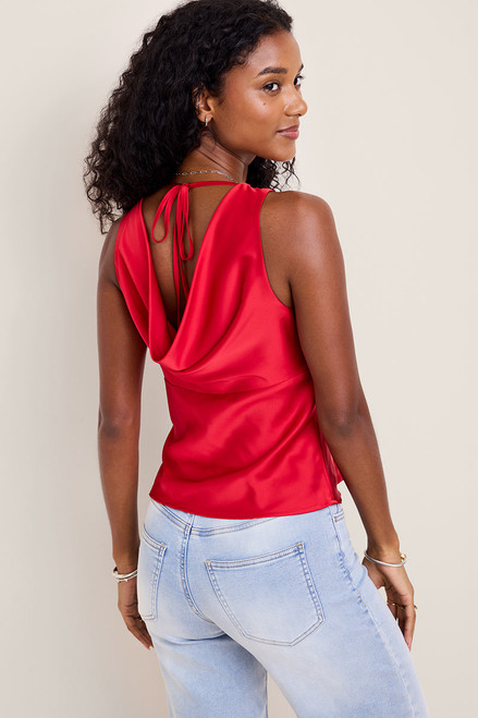 Arielle Satin Cowl Back Tank