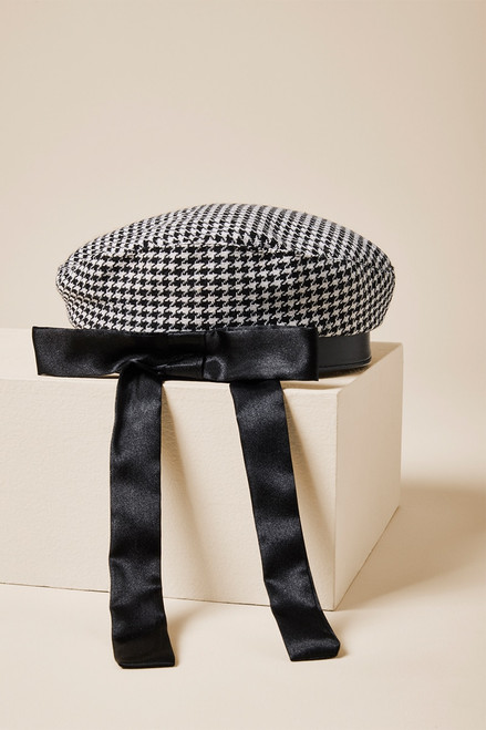 Dawn Houndstooth Bow Beret