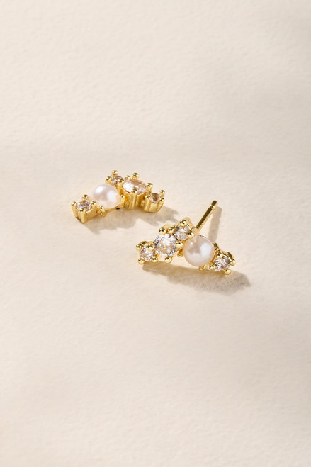 Tammy Crystal Pearl Stud Earrings