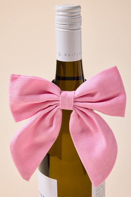 Beau Bottles Pink Linen Bottle Bow