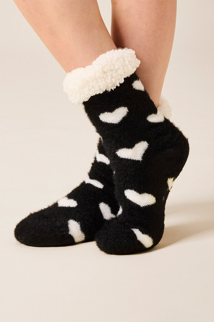 Clare Heart Print Slipper Socks