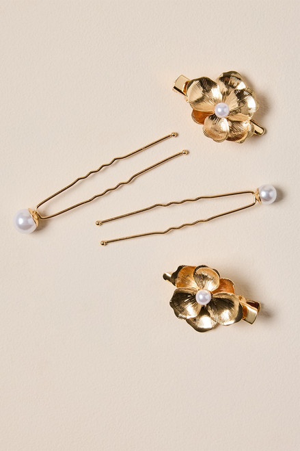 Lena Floral Pearl Hair Pin Set
