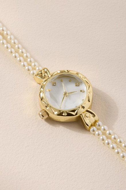 Rita Pearl Band Gold Watch