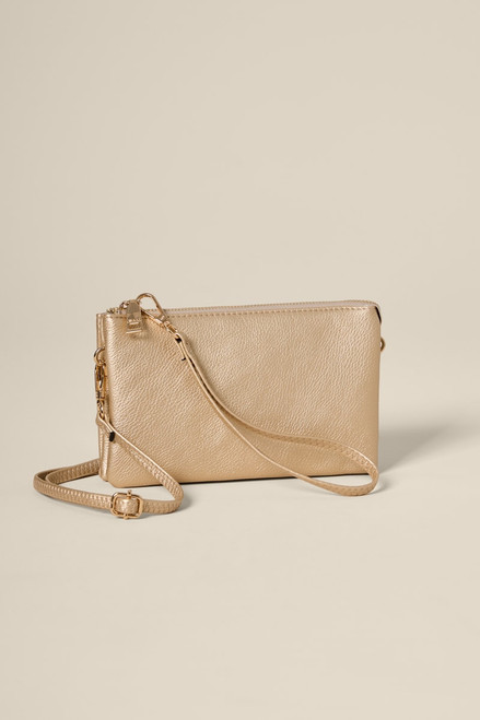 Mona Vegan Leather Gold Wallet On A String