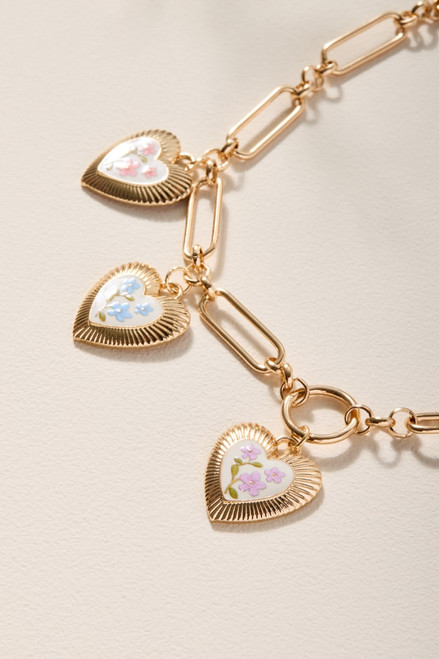 Anna Floral Heart Charm Bracelet