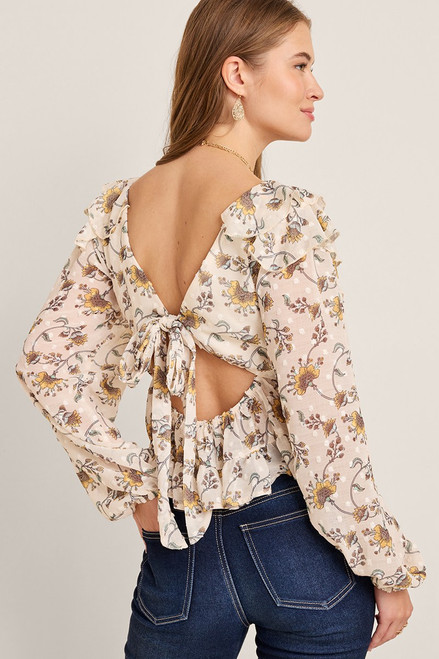 Kathy Floral Tie Back Blouse