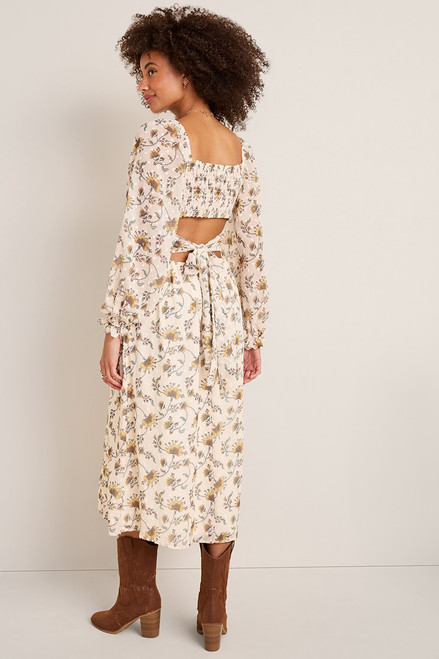 Emily Floral Tie Back Midi Dress