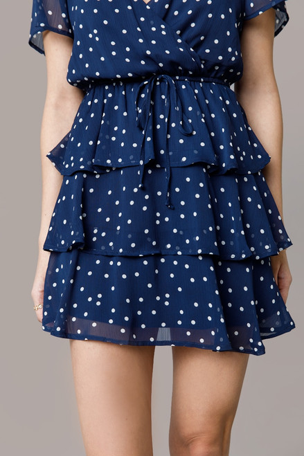 Skylar Dotted Tiered Skirt A-Line Mini Dress