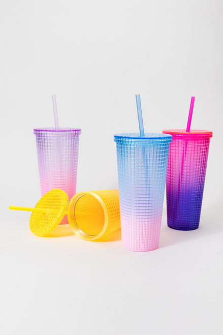 Two-Tone Square Semi transparent Tumbler 24oz