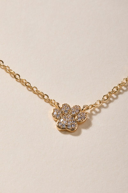 Dog Mom CZ Paw Pendant Necklace