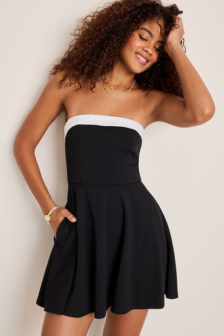 Maria Bow Back Strapless Mini Dress