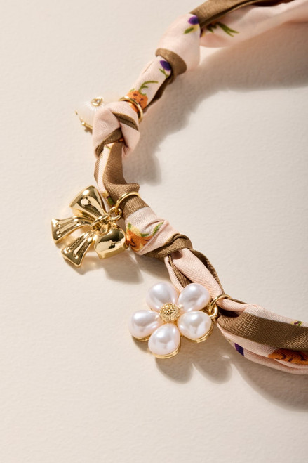 Joan Floral Satin Scarf Charm Necklace