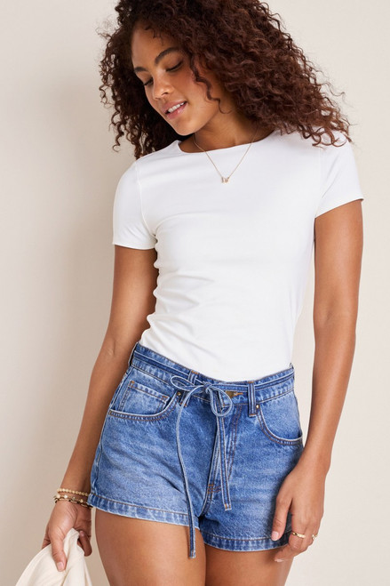 Greta High Rise Denim Shorts
