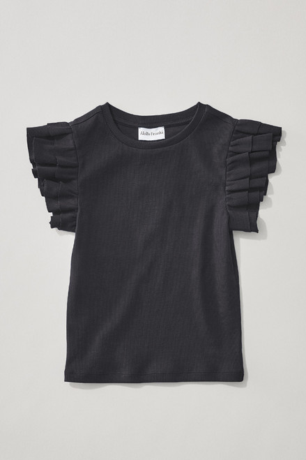 Hello Franki Sleeveless Ribbed Ruffle Tee for Girls