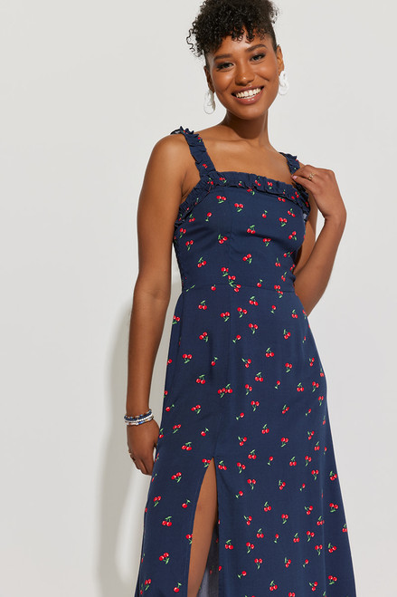 Francesca's Ellie Cherry Print Midi Dress | Pacific City