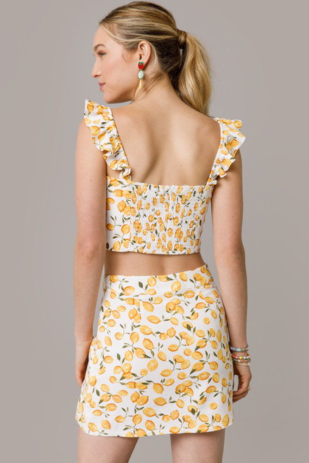 Mindy Front Slit Lemon Mini Skirt