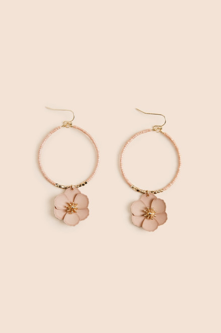 Jennifer Beaded Circle Flower Drop Earrings