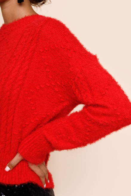 Lorianne Textured Fuzzy Sweater