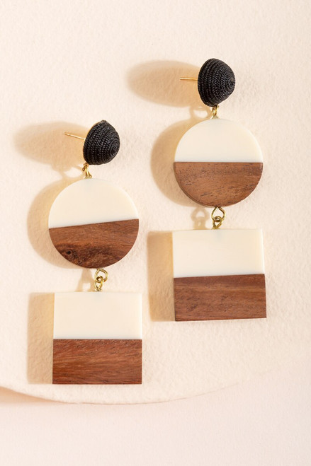 Martha Wooden Double Drop Earrings