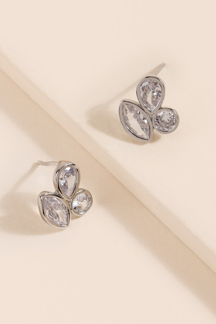 Grace Crystal Teardrop Stud Earrings