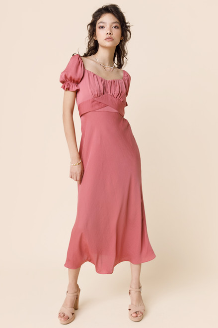 Emorie Satin Back Tie Midi Dress