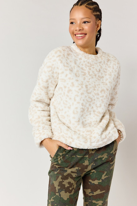 Venette Animal Print Teddy Sweatshirt