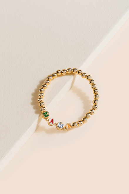 Mama Gold Beaded Stretch Bracelet