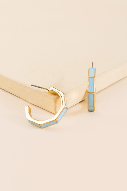 Bethany Thick Hexagon Painted Hoop Earrings