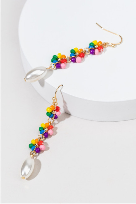 Yara Multi Bead Pearl Drop Earrings