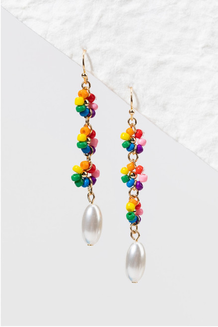 Yara Multi Bead Pearl Drop Earrings