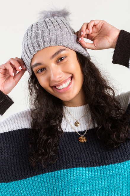 Nancy Fur Pom Beanie