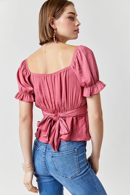 Kizzie Tie Back Ruched Blouse