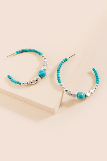 Alyssa Turquoise Beaded Hoop Earrings