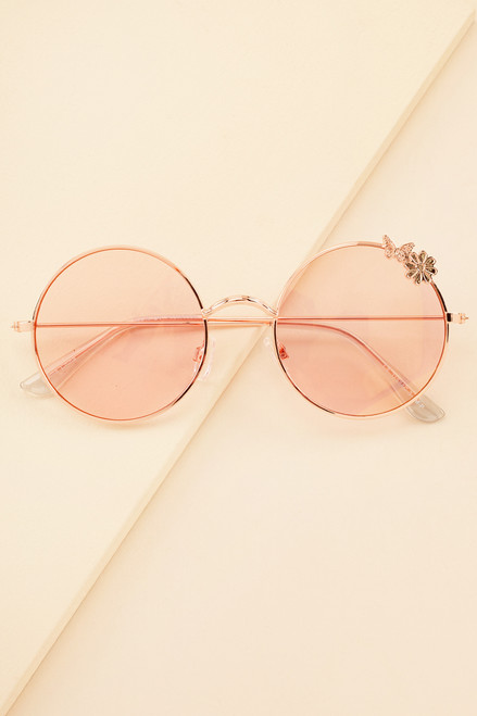 Veronica Butterfly Floral Round Sunglasses